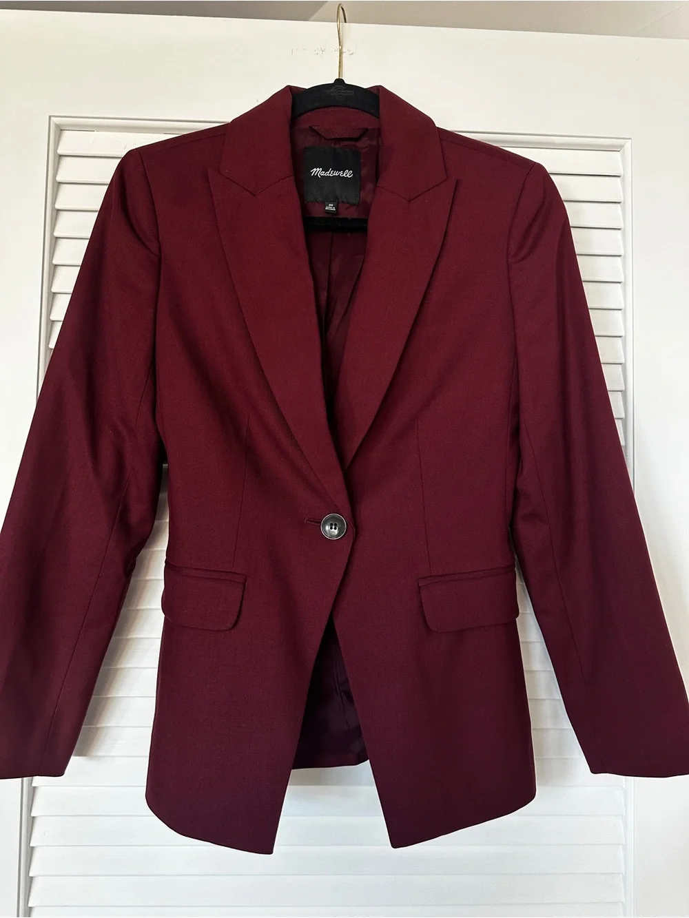 Madewell Women's Burgundy Single-Button Blazer Size 00 - Picture 1 of 14